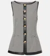 Simkhai Cressida Checked Faux Leather-trimmed Vest In Black White Check