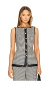 Simkhai Cressida Checked Faux Leather-trimmed Vest In Black & White Check