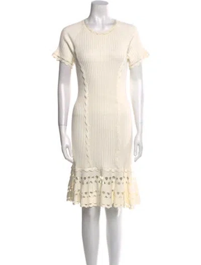 Pre-owned Simkhai Crew Neck Knee-length Dress In White