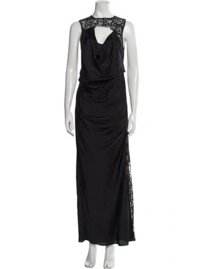 Pre-owned Simkhai Crew Neck Long Dress In Black
