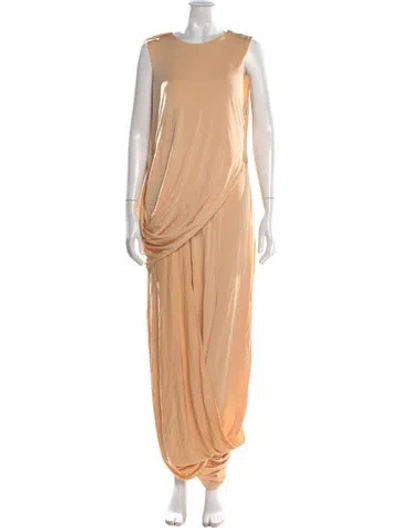 Pre-owned Simkhai Crew Neck Long Dress In Orange