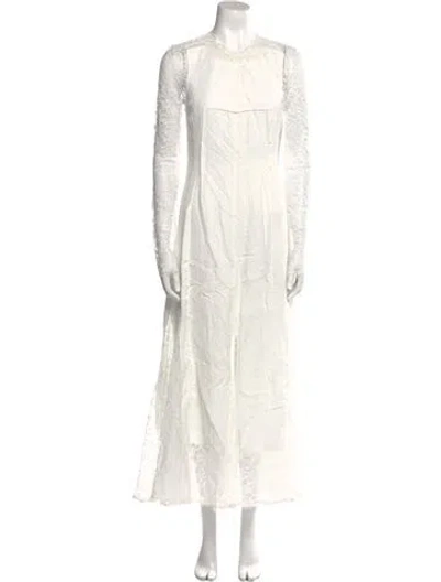 Pre-owned Simkhai Crew Neck Long Dress In White