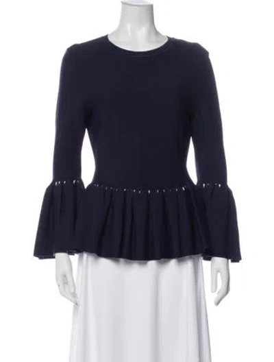 Pre-owned Simkhai Crew Neck Long Sleeve Blouse In Blue