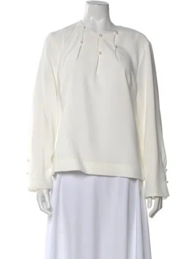 Pre-owned Simkhai Crew Neck Long Sleeve Blouse In Neutral
