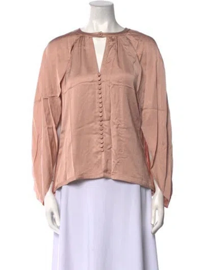 Pre-owned Simkhai Crew Neck Long Sleeve Blouse W/ Tags In Pink