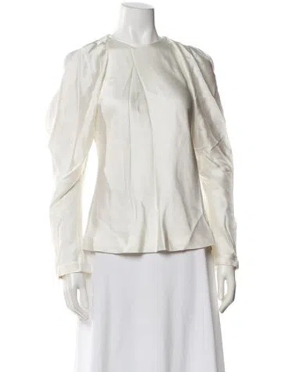 Pre-owned Simkhai Crew Neck Long Sleeve Blouse W/ Tags In White