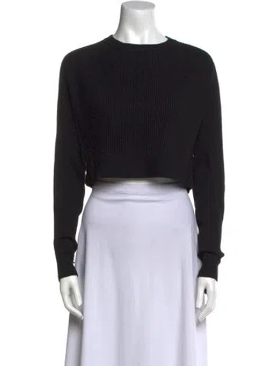 Pre-owned Simkhai Crew Neck Long Sleeve Crop Top In Black