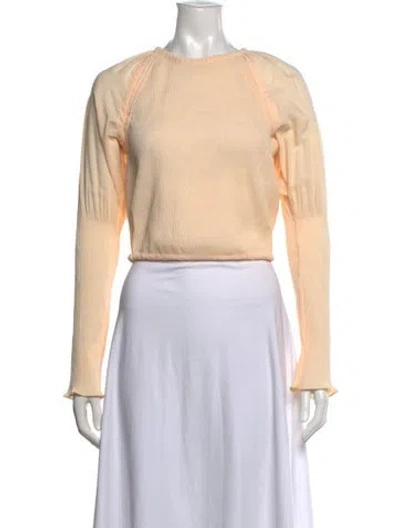Pre-owned Simkhai Crew Neck Long Sleeve Crop Top W/ Tags In Neutrals