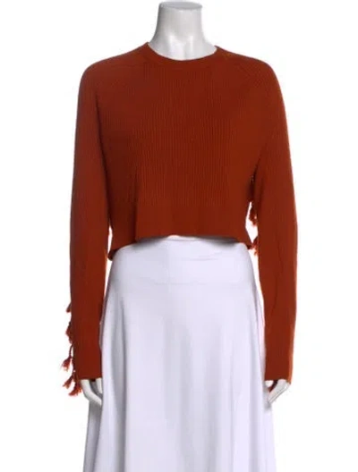 Pre-owned Simkhai Crew Neck Long Sleeve Crop Top W/ Tags In Orange