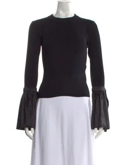 Pre-owned Simkhai Crew Neck Long Sleeve Top In Black