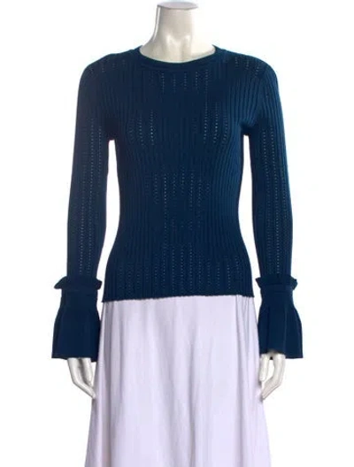 Pre-owned Simkhai Crew Neck Long Sleeve Top In Blue