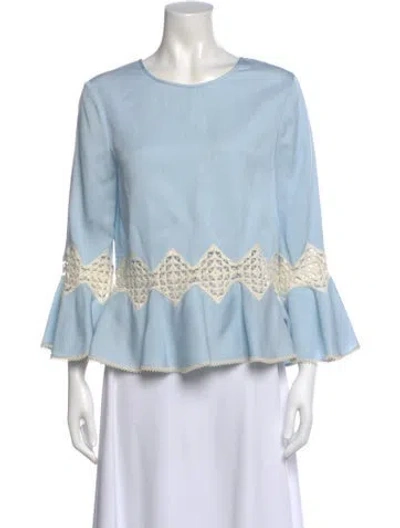 Pre-owned Simkhai Crew Neck Long Sleeve Top In Blue