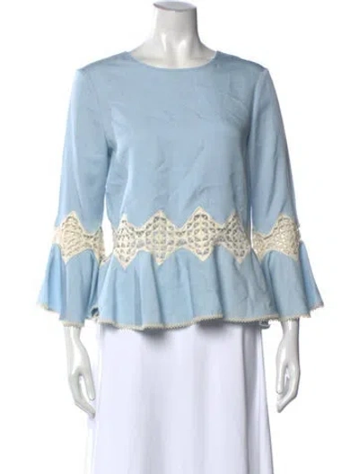 Pre-owned Simkhai Crew Neck Long Sleeve Top In Blue