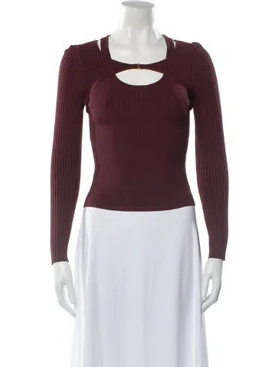 Pre-owned Simkhai Crew Neck Long Sleeve Top In Burgundy