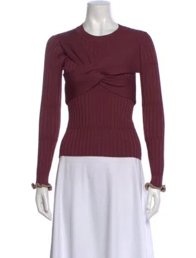 Pre-owned Simkhai Crew Neck Long Sleeve Top In Burgundy