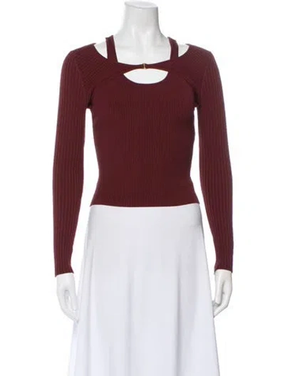 Pre-owned Simkhai Crew Neck Long Sleeve Top In Burgundy