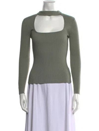 Pre-owned Simkhai Crew Neck Long Sleeve Top In Green