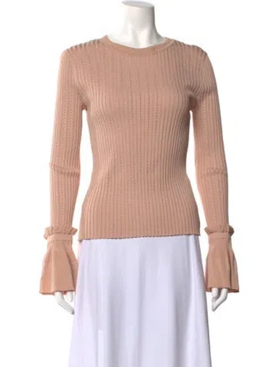 Pre-owned Simkhai Crew Neck Long Sleeve Top In Neutral