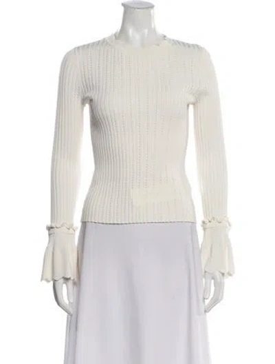 Pre-owned Simkhai Crew Neck Long Sleeve Top In White
