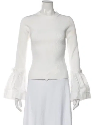 Pre-owned Simkhai Crew Neck Long Sleeve Top In White