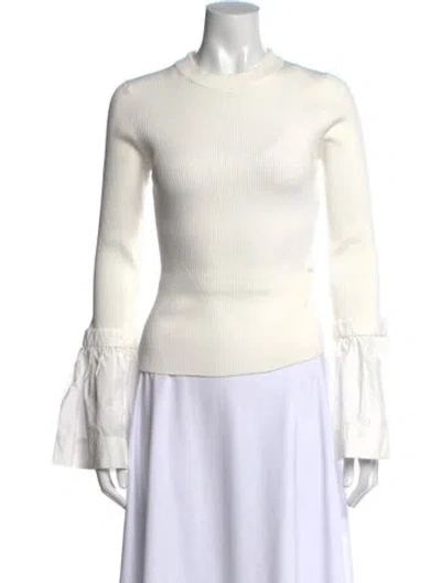 Pre-owned Simkhai Crew Neck Long Sleeve Top In White
