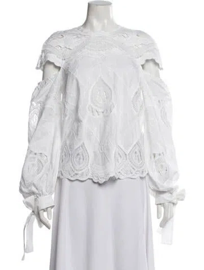 Pre-owned Simkhai Crew Neck Long Sleeve Top In White