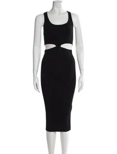 Pre-owned Simkhai Crew Neck Midi Length Dress In Black