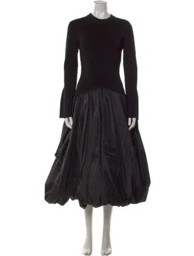 Pre-owned Simkhai Crew Neck Midi Length Dress In Black