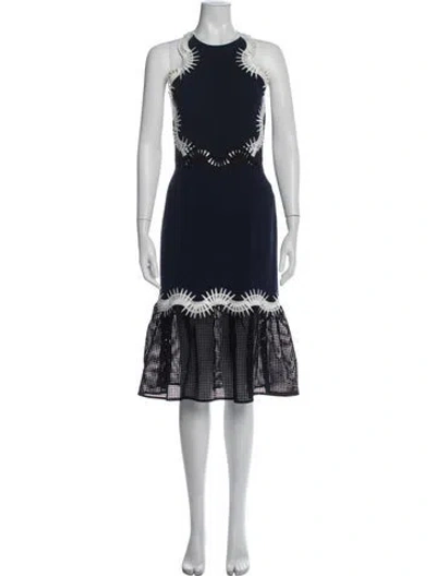 Pre-owned Simkhai Crew Neck Midi Length Dress In Blue
