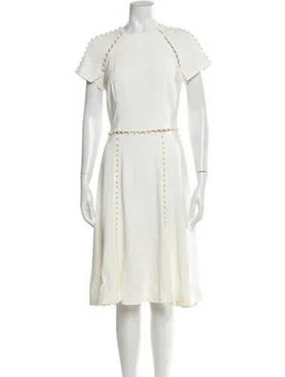 Pre-owned Simkhai Crew Neck Midi Length Dress In White
