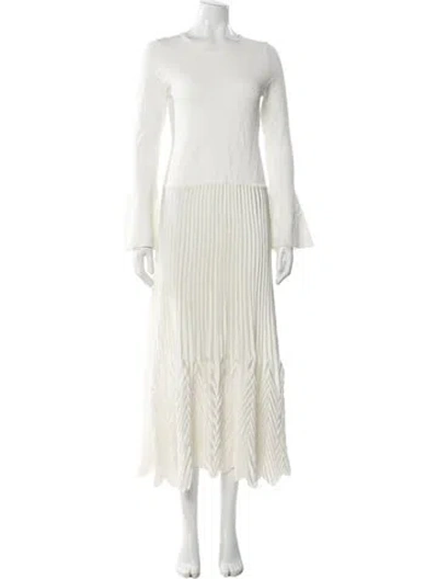 Pre-owned Simkhai Crew Neck Midi Length Dress In White