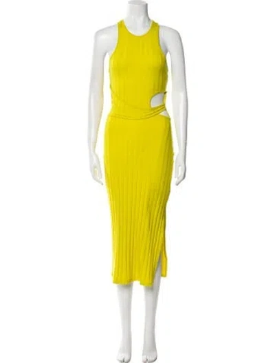 Pre-owned Simkhai Crew Neck Midi Length Dress In Yellow