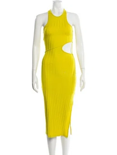 Pre-owned Simkhai Crew Neck Midi Length Dress In Yellow