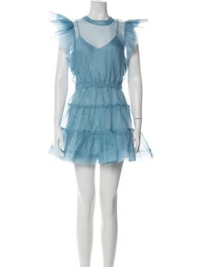 Pre-owned Simkhai Crew Neck Mini Dress In Blue