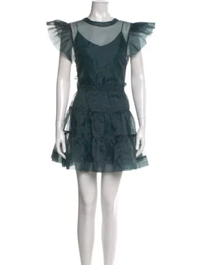 Pre-owned Simkhai Crew Neck Mini Dress In Green