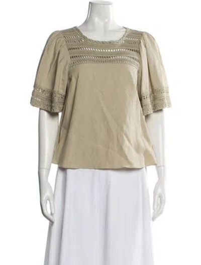 Pre-owned Simkhai Crew Neck Short Sleeve Blouse W/ Tags In Neutral
