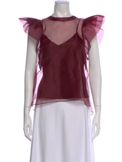 Pre-owned Simkhai Crew Neck Short Sleeve Blouse W/ Tags In Red