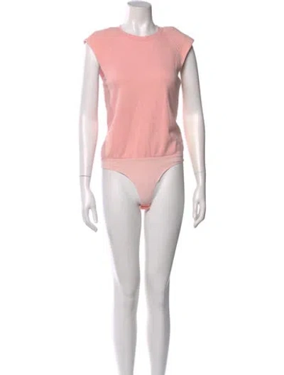 Pre-owned Simkhai Crew Neck Short Sleeve Bodysuit In Pink