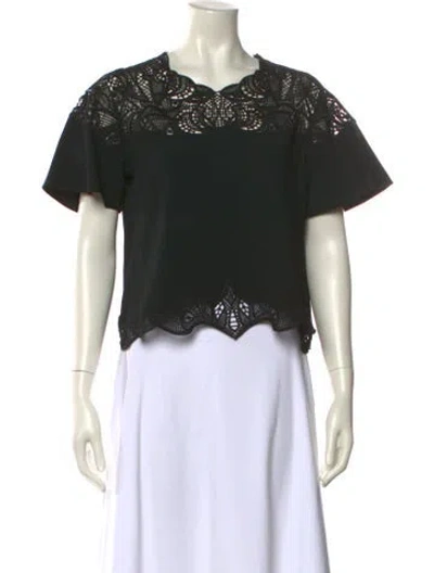 Pre-owned Simkhai Crew Neck Short Sleeve Crop Top In Black