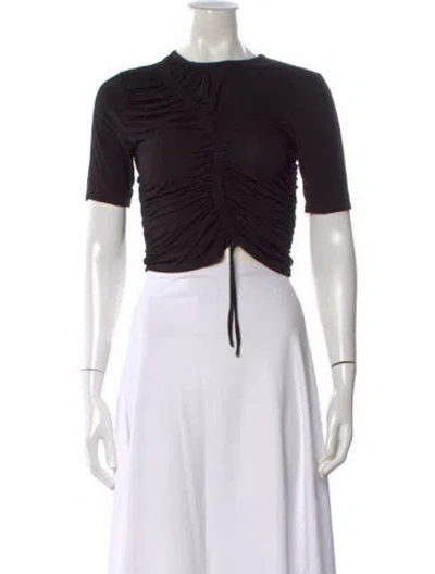 Pre-owned Simkhai Crew Neck Short Sleeve Crop Top In Black