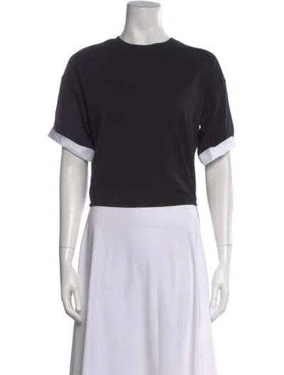 Pre-owned Simkhai Crew Neck Short Sleeve Crop Top In Black