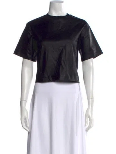 Pre-owned Simkhai Crew Neck Short Sleeve Crop Top In Black