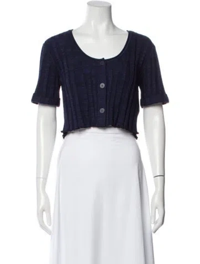 Pre-owned Simkhai Crew Neck Short Sleeve Crop Top In Blue