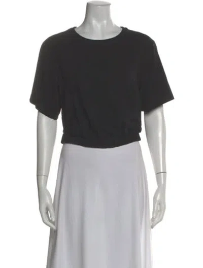 Pre-owned Simkhai Crew Neck Short Sleeve Crop Top In Gray