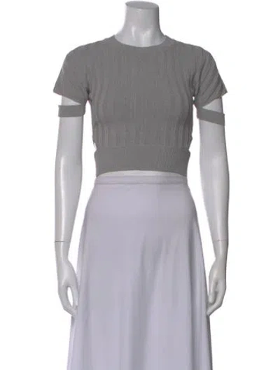 Pre-owned Simkhai Crew Neck Short Sleeve Crop Top In Gray