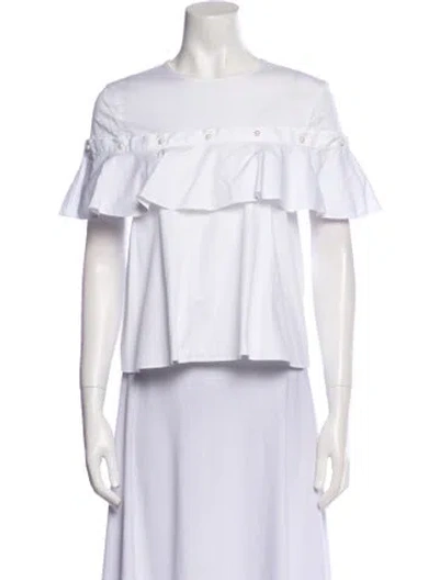 Pre-owned Simkhai Crew Neck Short Sleeve Crop Top In White