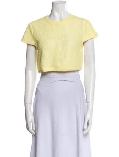 Pre-owned Simkhai Crew Neck Short Sleeve Crop Top In Yellow