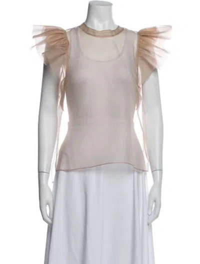 Pre-owned Simkhai Crew Neck Short Sleeve Top In Brown
