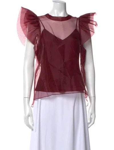 Pre-owned Simkhai Crew Neck Short Sleeve Top In Burgundy