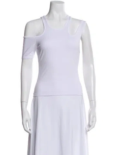 Pre-owned Simkhai Crew Neck Short Sleeve Top In White